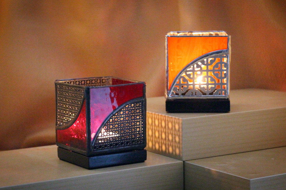 Stained Glass and Metal Candle Holders 3×3